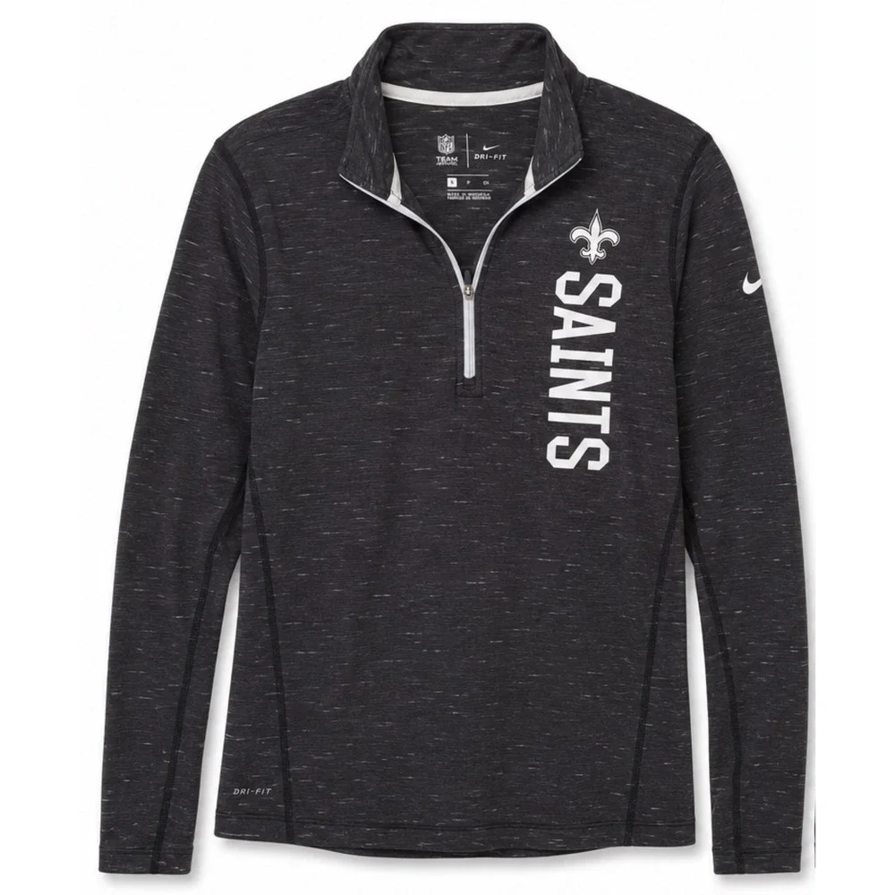 Nike New Orleans Saints Womens Quarter Zip Pullover Dri-FIT Charcoal Heather S